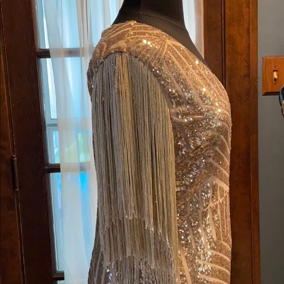 *SOLD* Sequined, fringe, gold party dress 2X - Picture 3 of 8